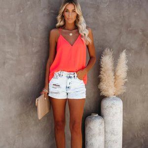 VICI COOL GIRL RACERBACK TANK - Bright Coral - Small